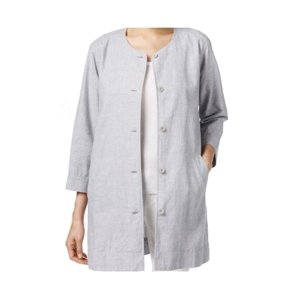 Eileen Fisher Hemp Cotton Tunic Jacket Button Front Size M Lagenlook Minimalist - Picture 1 of 11